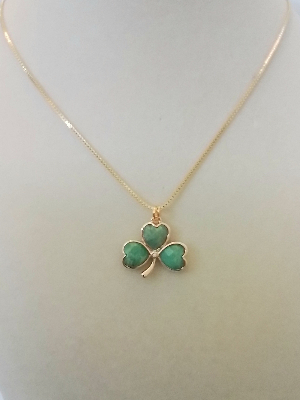 Chrysoprase Clover Pendant Necklace